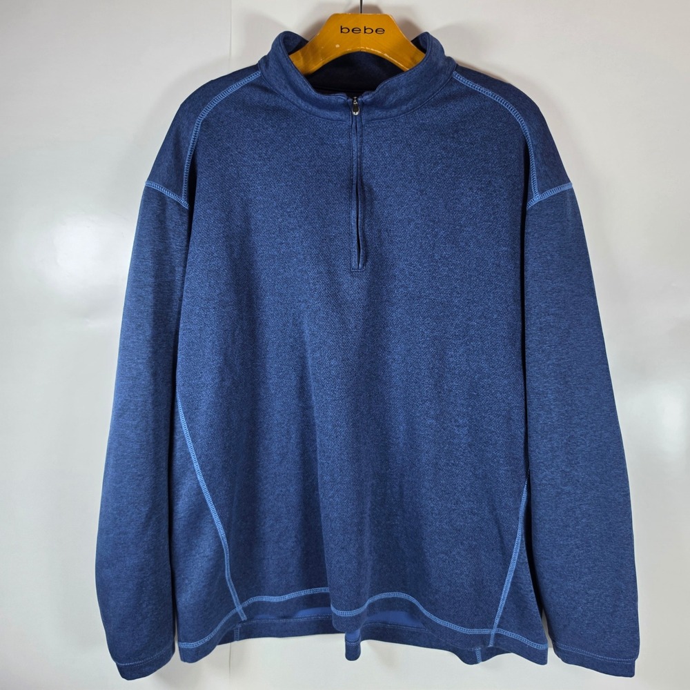 Pebble Beach Performance‎ Mens XL Blue 1/4 Zip Golf Pullover Sweater Mock Neck